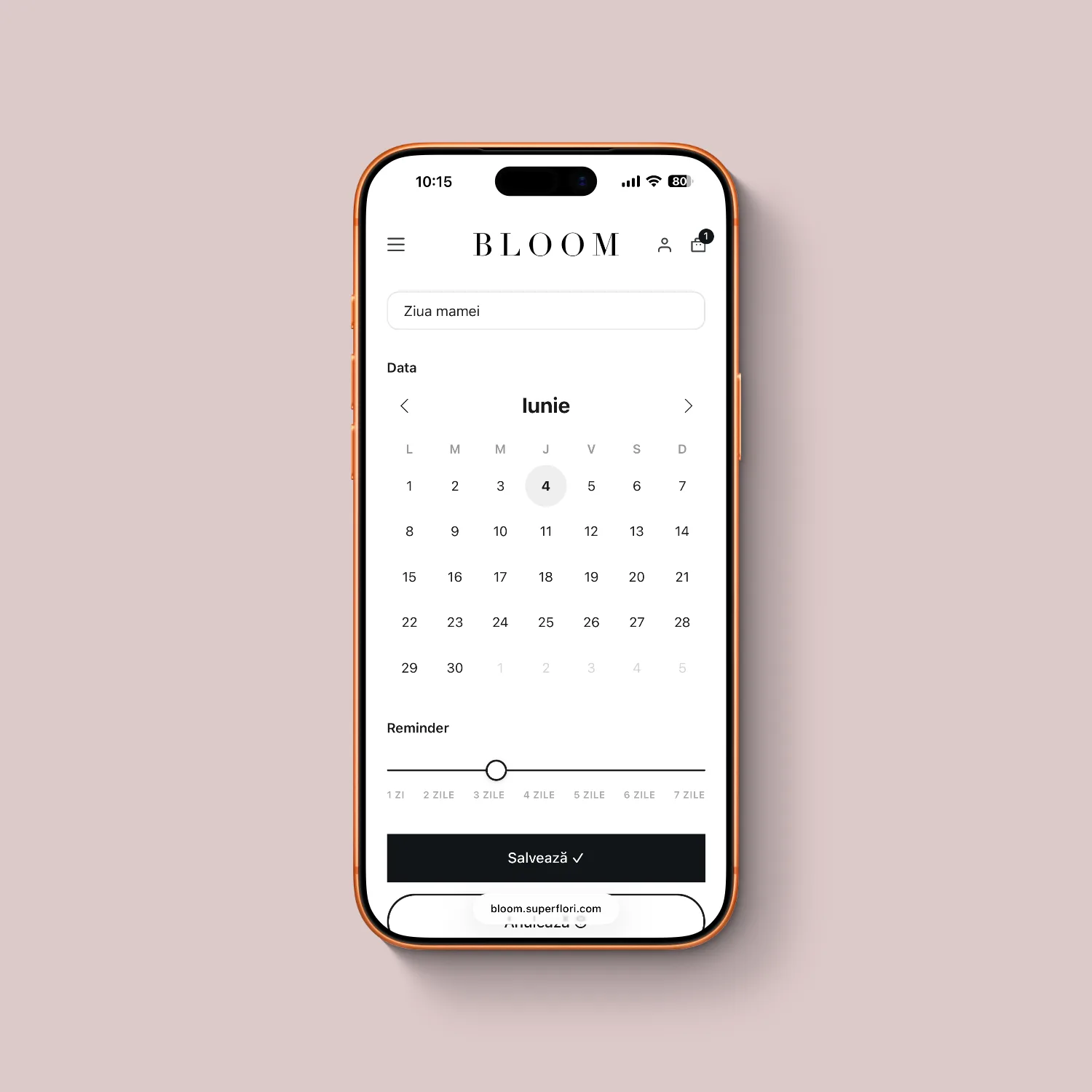 Online flower shop calendar